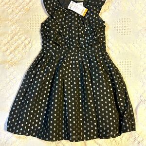 Gymboree Polka Dot Kids Dress - Black and Silver Size 4 NWT